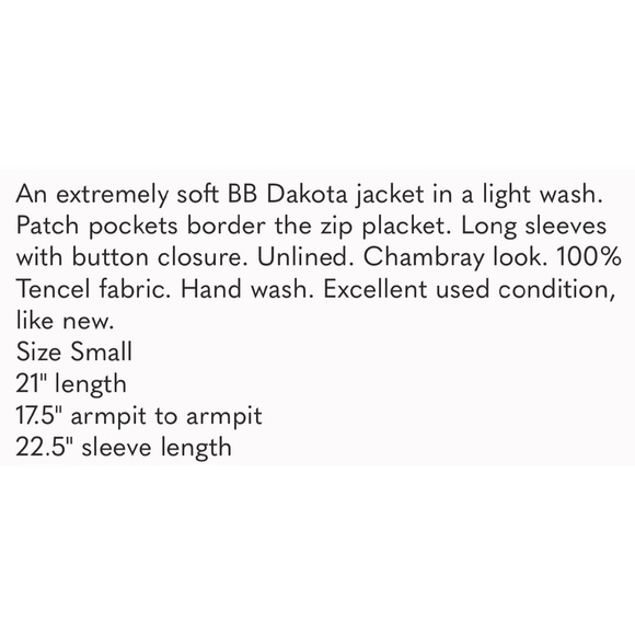 EUC BB Dakota Romy Jacket in 💯 Tencel - Basically Super Soft Light Jacket Small - Picture 11 of 11